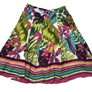 Boho Tropical Floral Pull on 100% Cotton Skirt Women’s Size Small